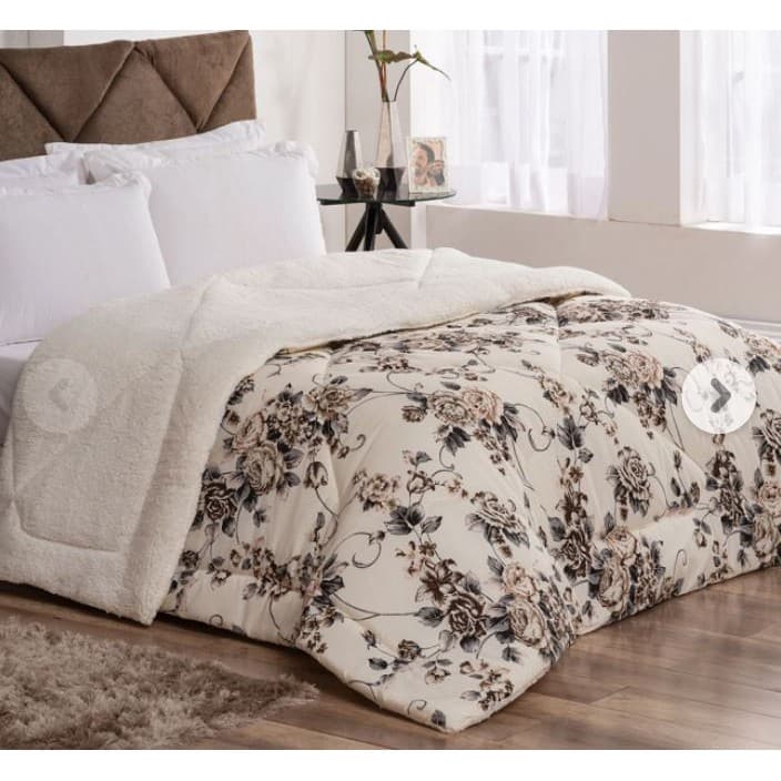 Coberdrom Queen Vivaz 2,50m x 2,40m De Algodão E Sherpa 01 Peça