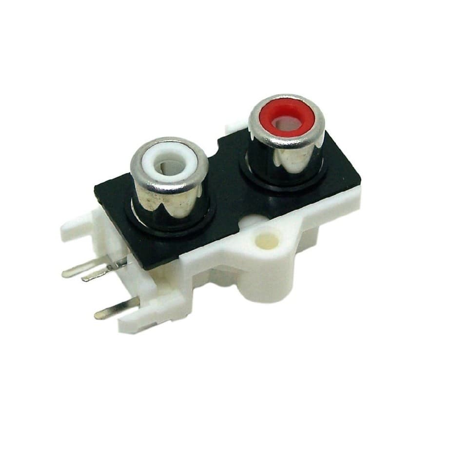 Conector 2 RCA Jack duplo RCA AV Branco/Vermelho Entrada de Áudio