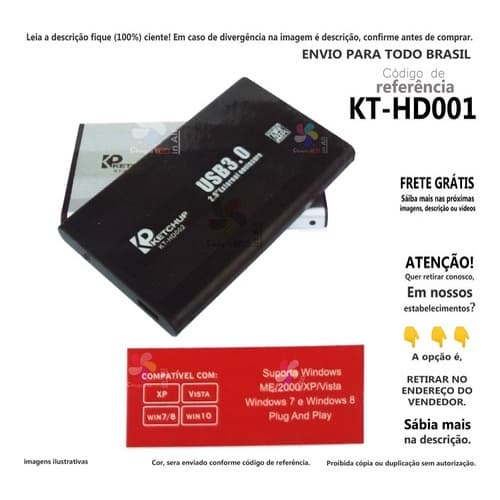 Case Hd Externo 2.5 Notebook Usb 3.0 Ps4 Xbox One 6gbps compralider KT-HD002 KTHD002 PE-RE-ESC-EST1-PR05-A