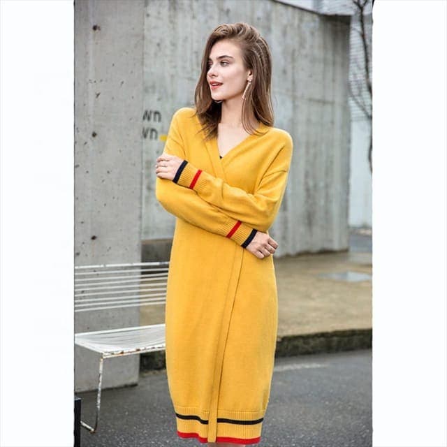 KALILA-BEAUTY CARDY Cardigã Longo Feminino De Malha Fina