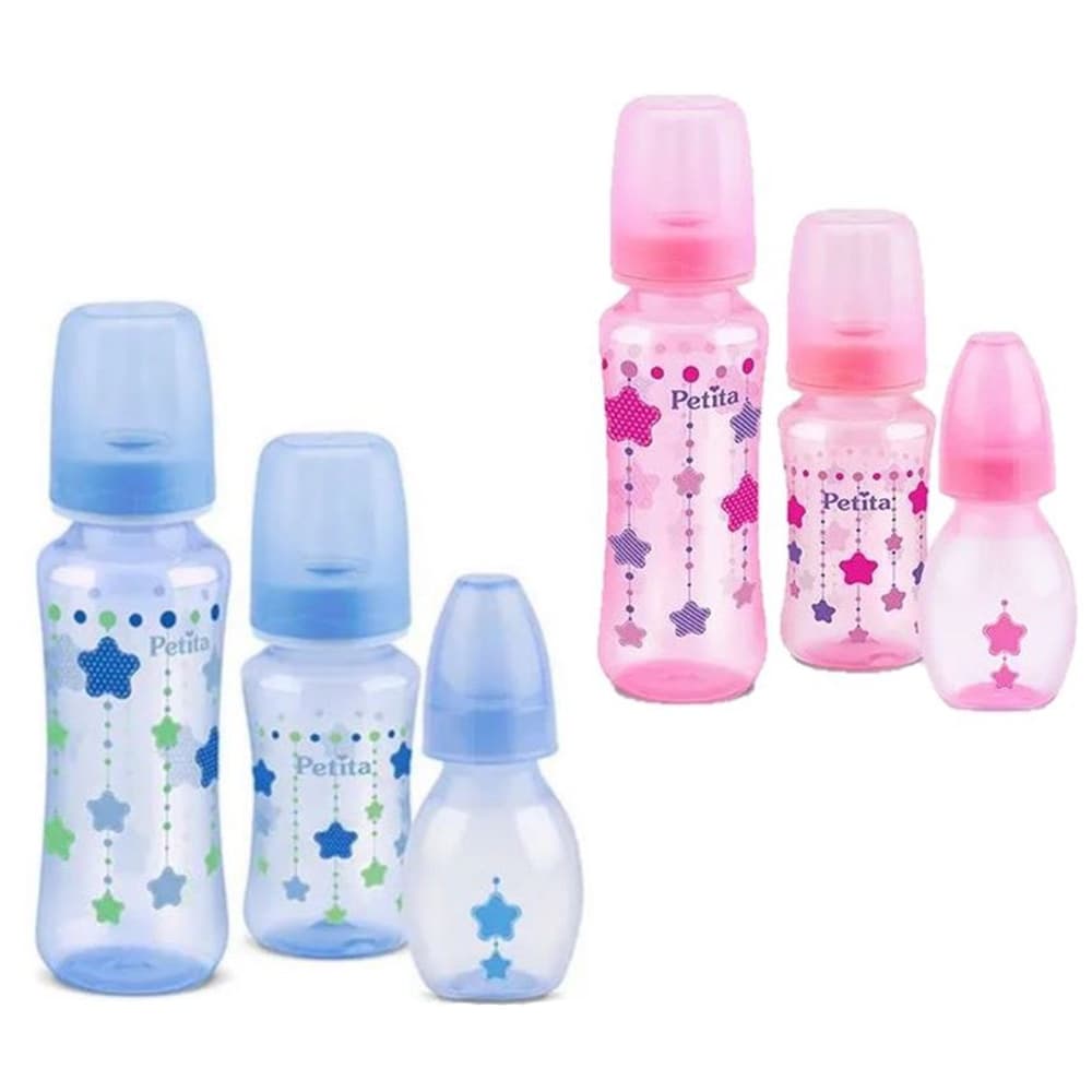 Kit 3 Mamadeiras Petita Bico de Silicone BPA Free Estampada
