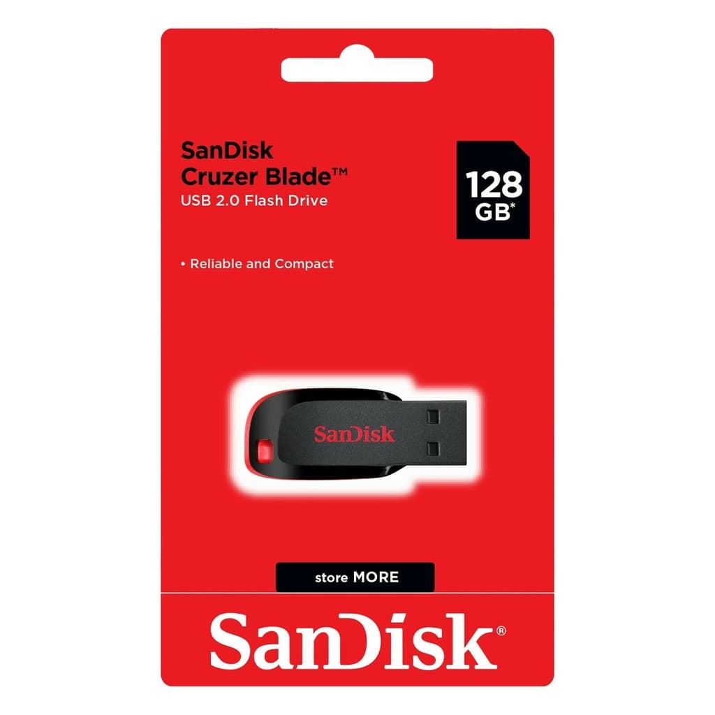Pendrive Sandisk Cruzer Blade 128GB Preto ORIGINAL Grava Musicas Filmes Mp3 Promoção! Novo