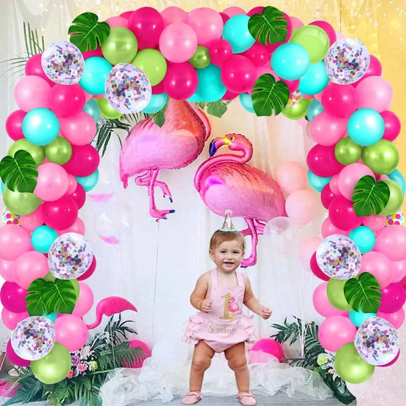 142 peças flamingo balão guirlanda tema festa decoração verão havaí fontes de festa aniversário flamingo decoração