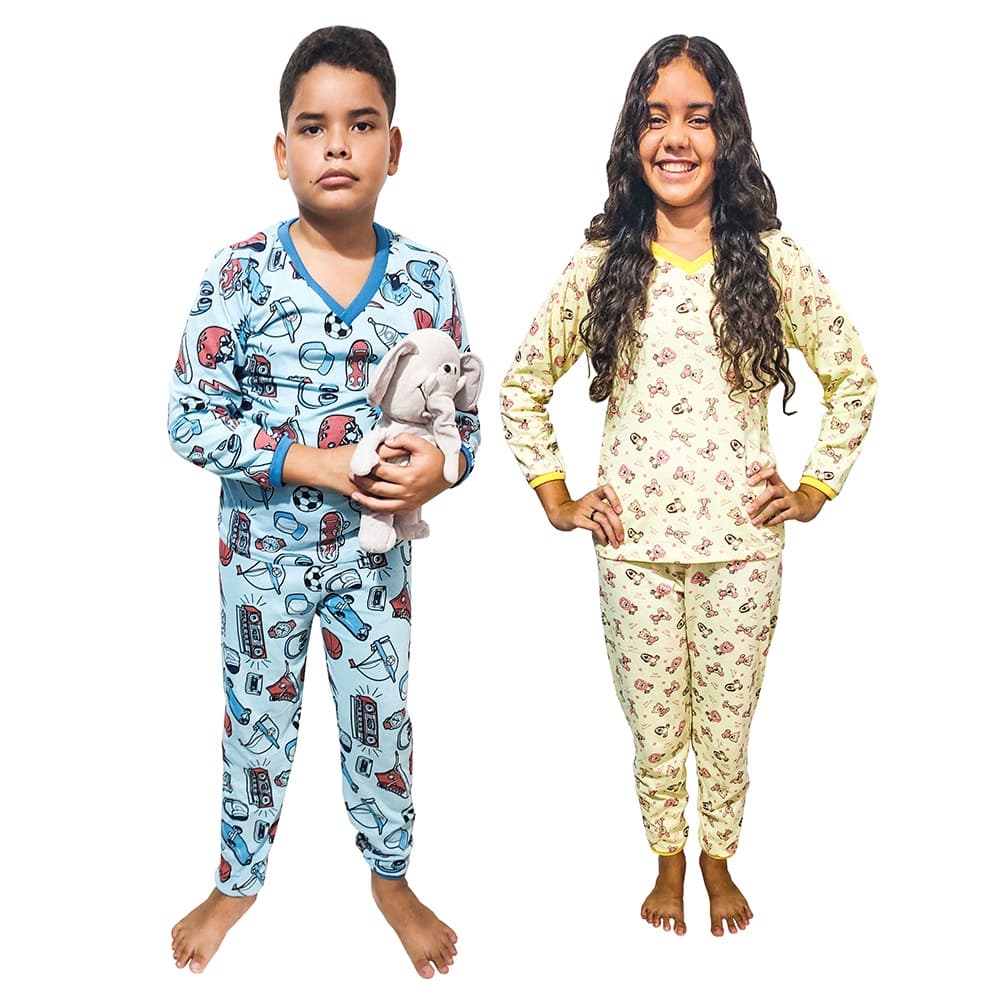 Pijama Infantil Menina Menino Roupa De Dormir Juvenil