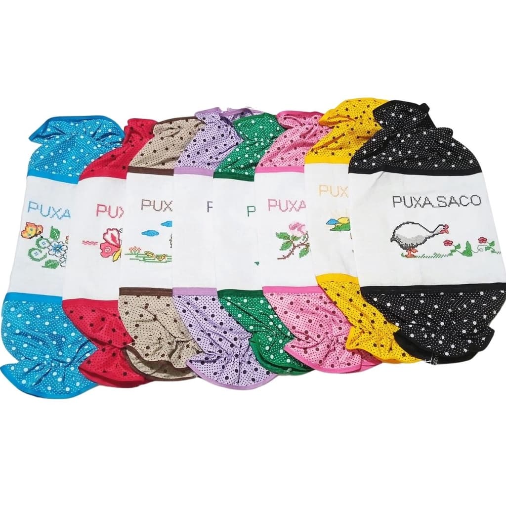 Puxa Saco Porta Sacolas Ponto Cruz com Etamine