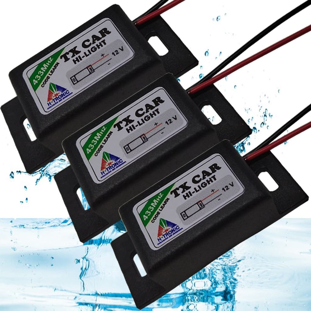 kit 3 Controles para abrir e fechar portão com o farol do carro ou moto tx car à prova d' água freq. 433 MHz