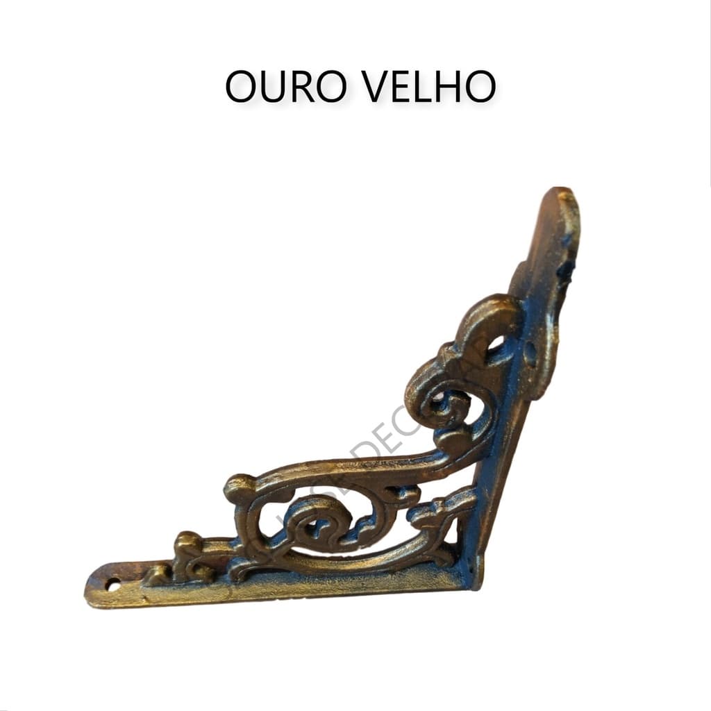 4 suportes mão francesa 30x30 em ferro cor ouro velho