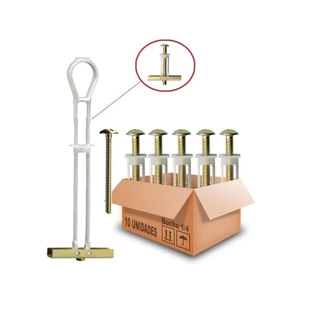 Bucha Gesso Drywall Sforbolt C/ Parafuso 1/4 - 10pcs C/ Nfe