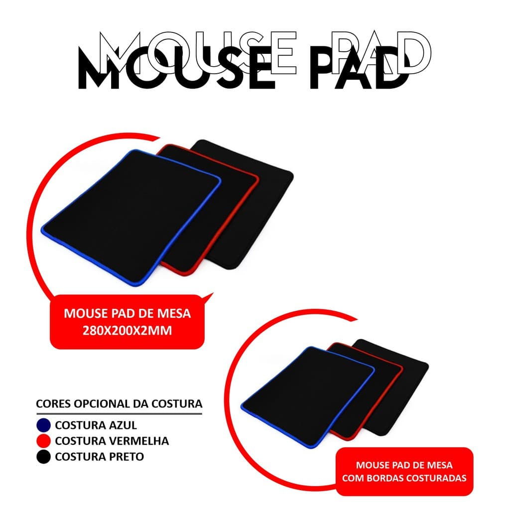 Mouse Pad Preto 20x28 P/ Jogos Pc E Note