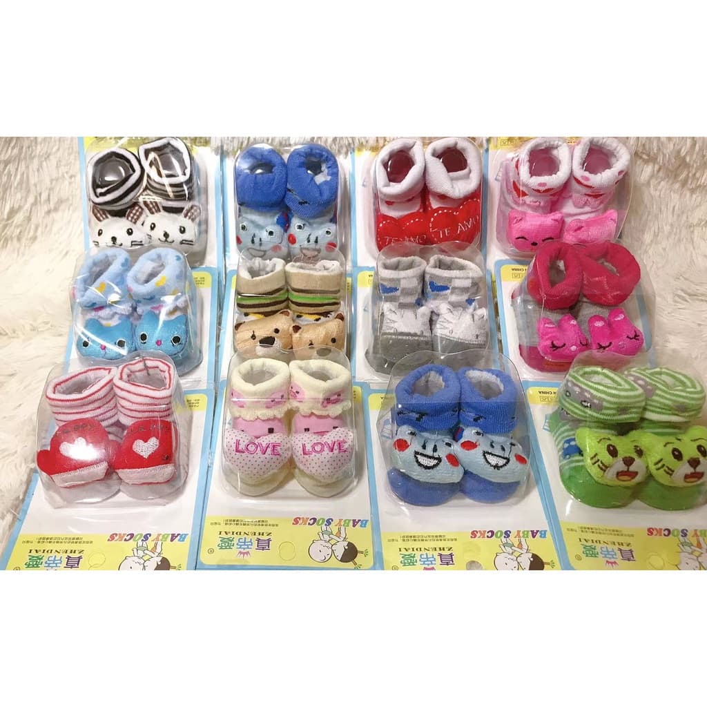 kit 3 pares Meias   Sapatinhos Pantufas Infantil Bebe 0-6 mes MENINA E MENINO