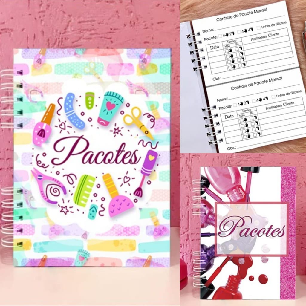 Caderno de Pacotes para Manicure - Pacotes Mensais
