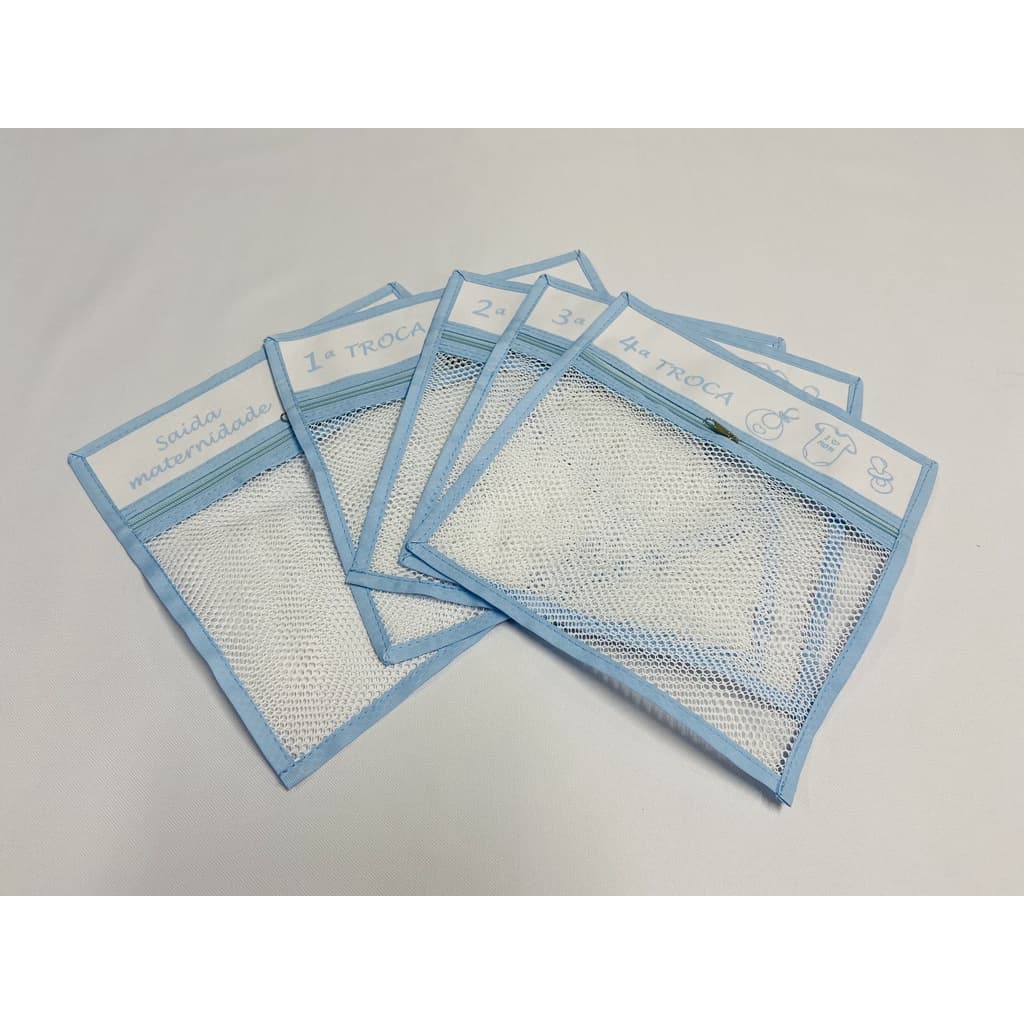 Saquinho organizador maternidade telinha, kit com 5 unidades