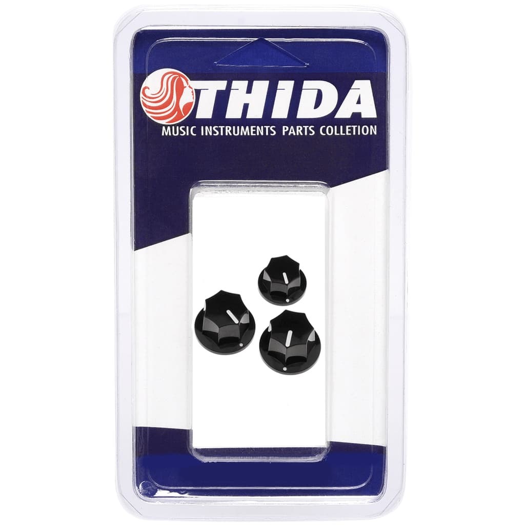 Kit 3 Knobs Para Contra Baixo Jazz Bass Tone E Volume Preto