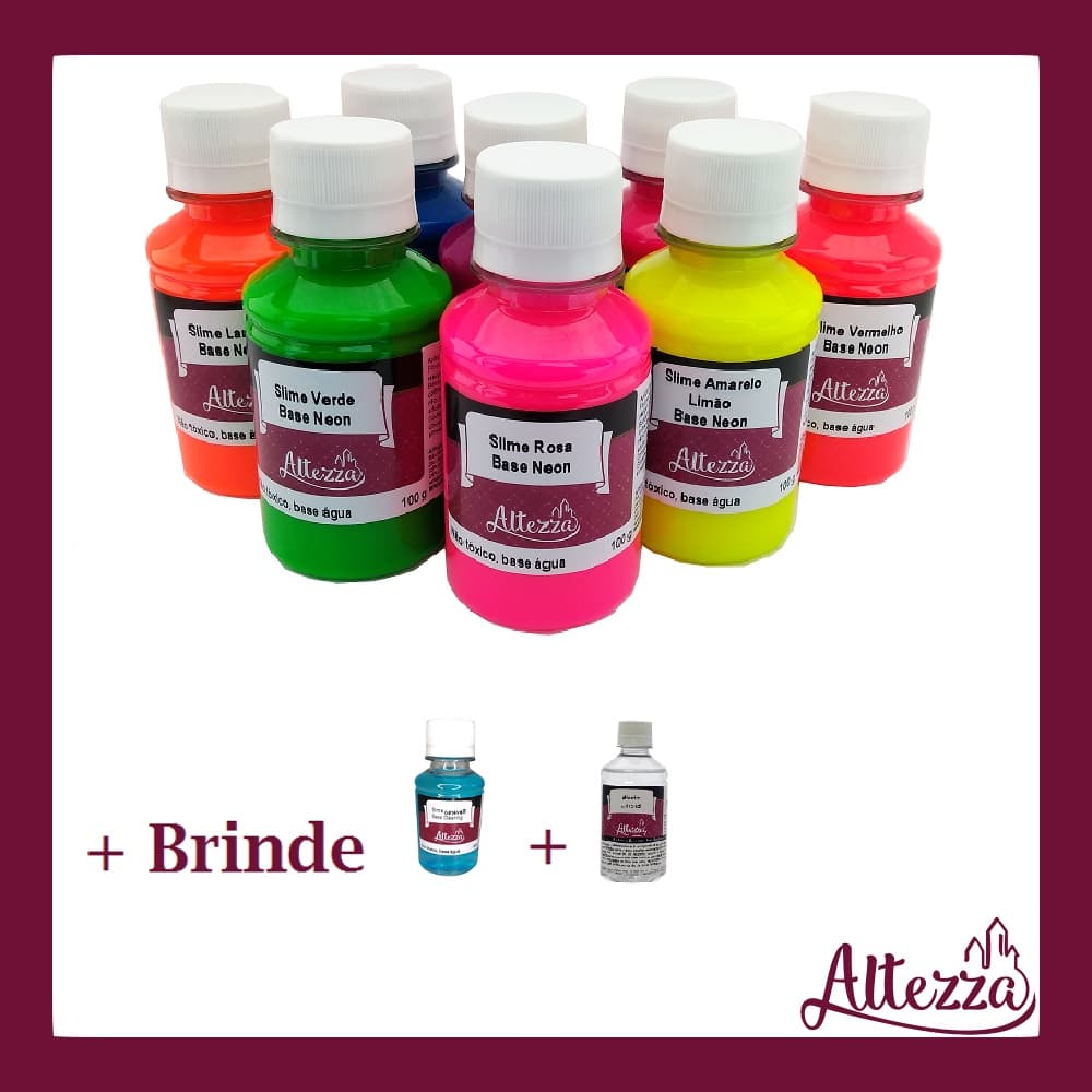 Kit Slime Neon Completo Colas Coloridas + Ativador + Desativa Brinde = Frete Transportadora