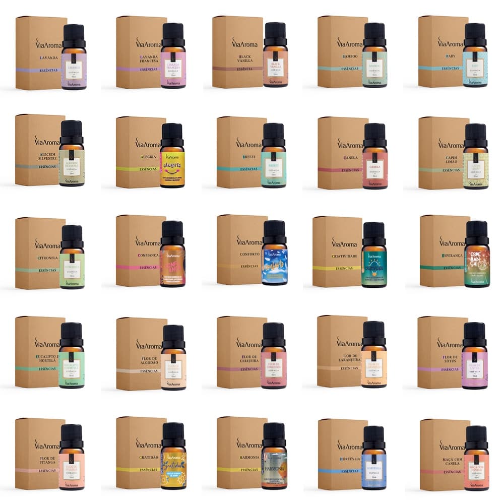 Essência 10ml Várias Fragrâncias Aromaterapia Para Difusor Elétrico Via Aroma e Paraíso dos Aromas