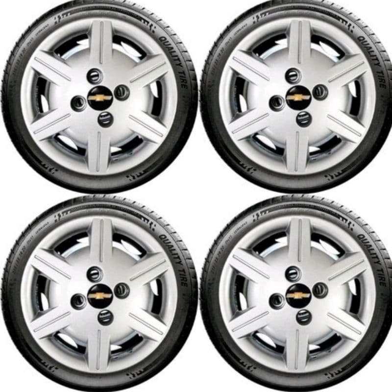 Jogo calotas carro Corsa Classic aro 13 Chevrolet 2009 2010 2011 2012 2013 2014 2015 com emblemas