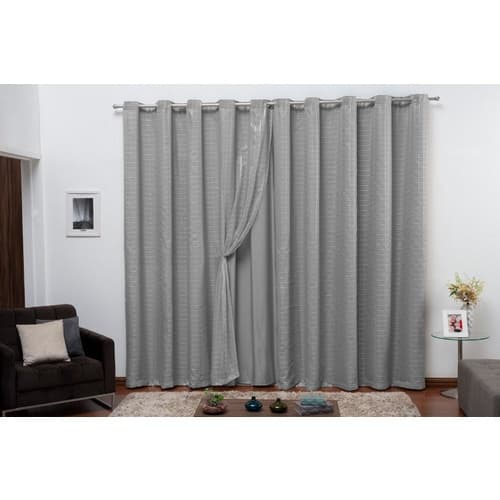 Cortina Blackout Em Tecido Com Voil  3,00x2,30 Sala E Quarto