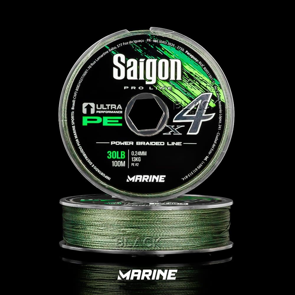 Linha Para Pesca X4 Saigon Verde 100 Metros 4x Fios entrelaçados Marine Sports Multifilamento