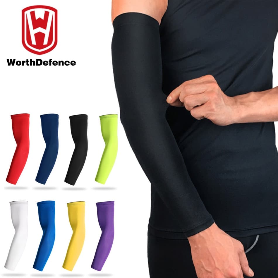 Worthdefence 1 Peça Esportivo Manga De Compressão Do Braço De Ciclismo Basquetebol Aquecedor Verão Proteção UV Faixas De Solar De Voleibol