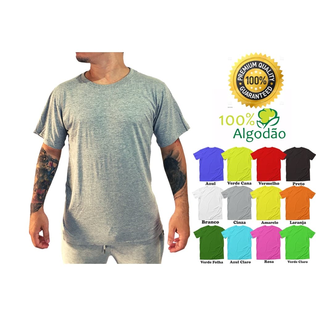 Camiseta Camisa Branca Masculino Algodão 30.1 Penteado Premium Atacado
