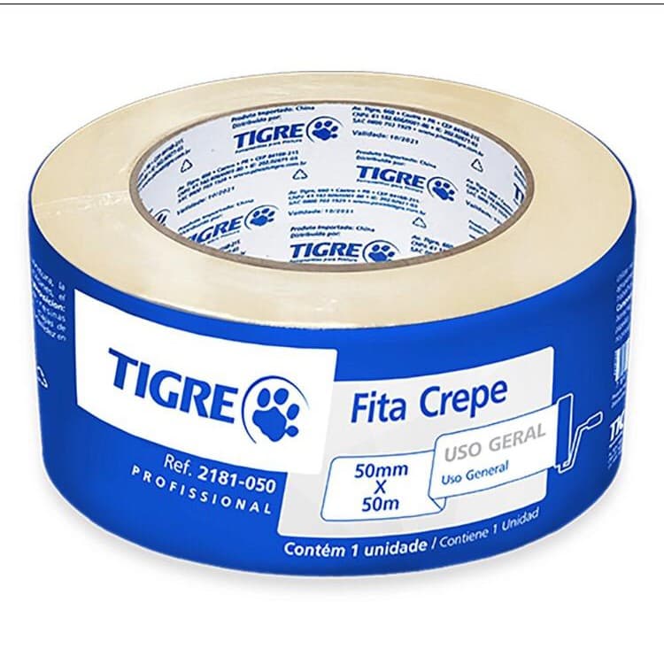 Fita Crepe Uso Geral Branca 18X50/24x50/48X50 Tigre Fita Para Pintura Fita Adesiva Fina Media Grossa