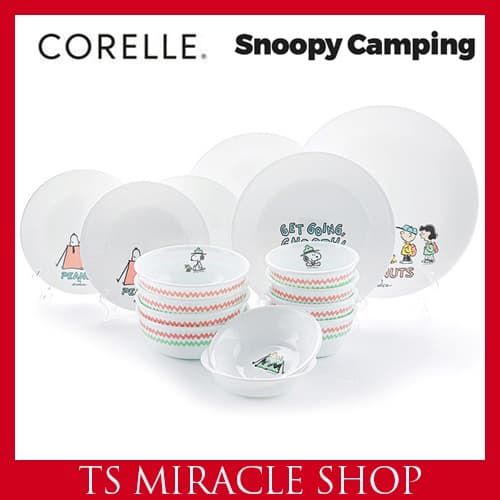 Conjunto De Talheres De Acampamento CORELLE Snoopy 16p Para 4 Pessoas Tipo Coreano/Prato Redondo/Louça
