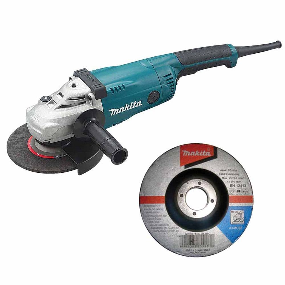 Kit Esmerilhadeira Angular GA7020 Makita e Disco de Corte Desbaste Abrasivo Esmerelihadeira Angular