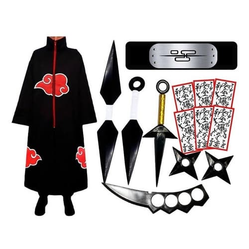 Kit Naruto Capa Manto Akatsuki Tecido Premium Top Qualidade