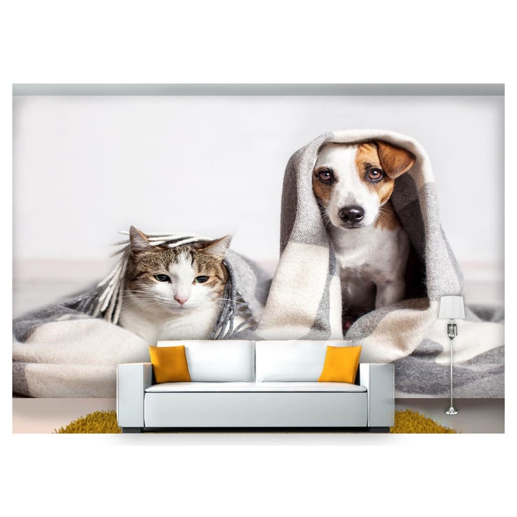 papel de parede Animais cachorro e gato 3D 6m² ANM240