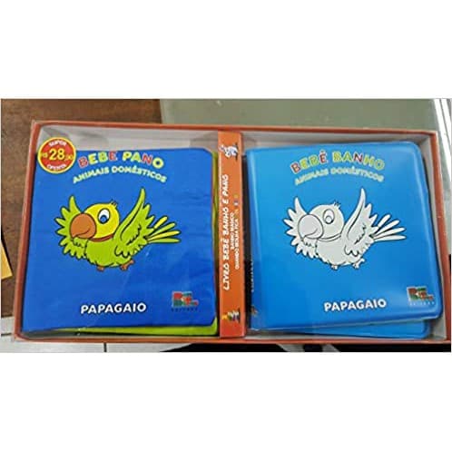 Livro  Bebê Banho e Pano ( Animais domésticos )-Papagaio - Contem 02 livros ( Bom Bom Book´s )