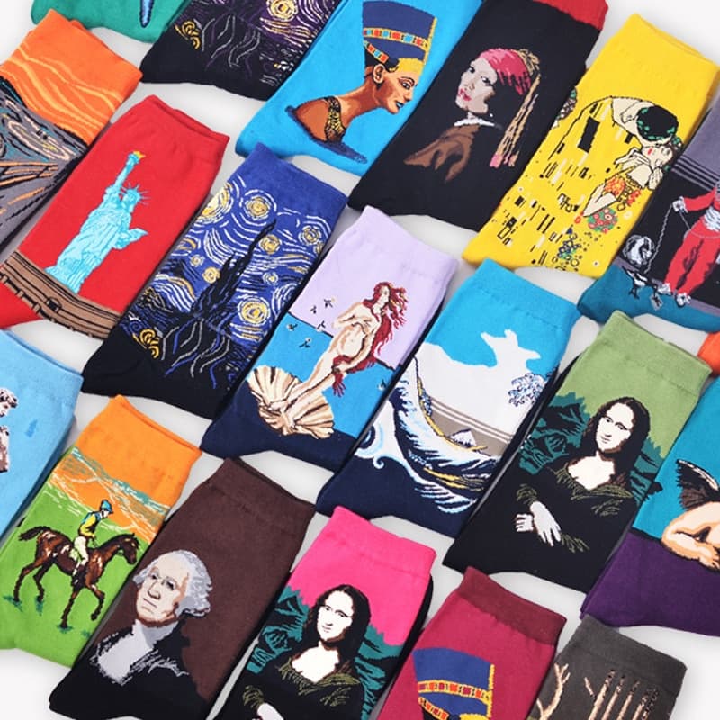 Cotton Socks Men Starry Night Winter Retro Women Personality Art Van Gogh Socks Funny Happy Socks Oil Painting Male