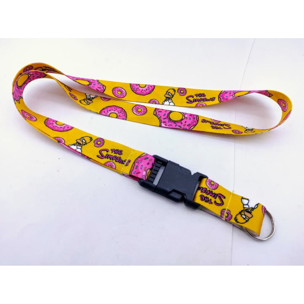 Cordão para pescoço Os Simpsons Rosquinha chaveiro com engate rápido para moto, chaveiro ou crachá
