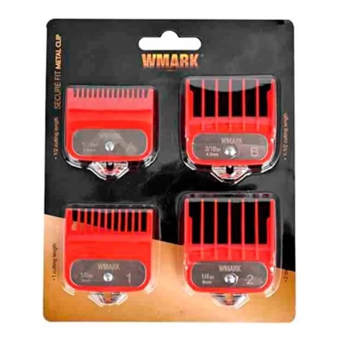 Kit 4 Pentes Guia Disfarce Vermelho Wmark Para Maquinas de Cabelo Profissional