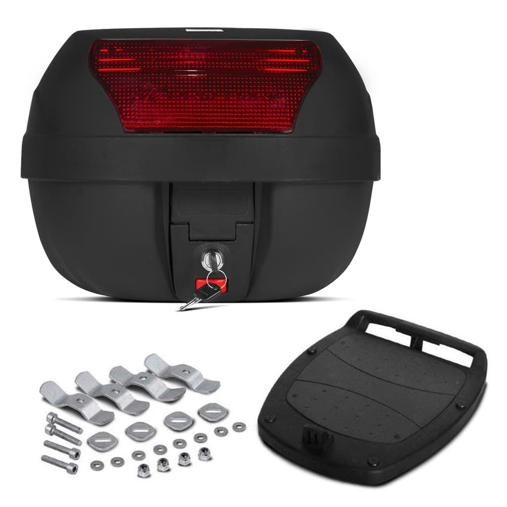 Baú Bauleto Moto 28 Litros Maleiro Completo Smart Box Pro Tork Para 1 Capacete Promoção Barato
