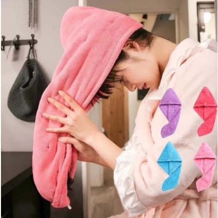 Turbante Absorvente De Cor Pura, Cabelos Secos Absorvente, Algodão Puro Engrossado Seco Touca De Banho Toalha De Cabelo