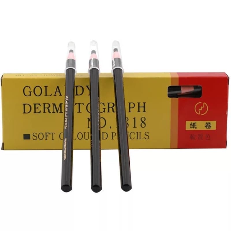Caixa com 12 Lapis Dermatografico Preto Para Designer Sobrancelhas Coloured Solft 1818