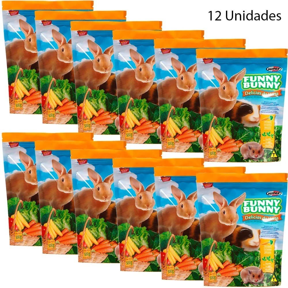 Ração Funny Bunny Delícias Da Horta 500g 12 Unidades