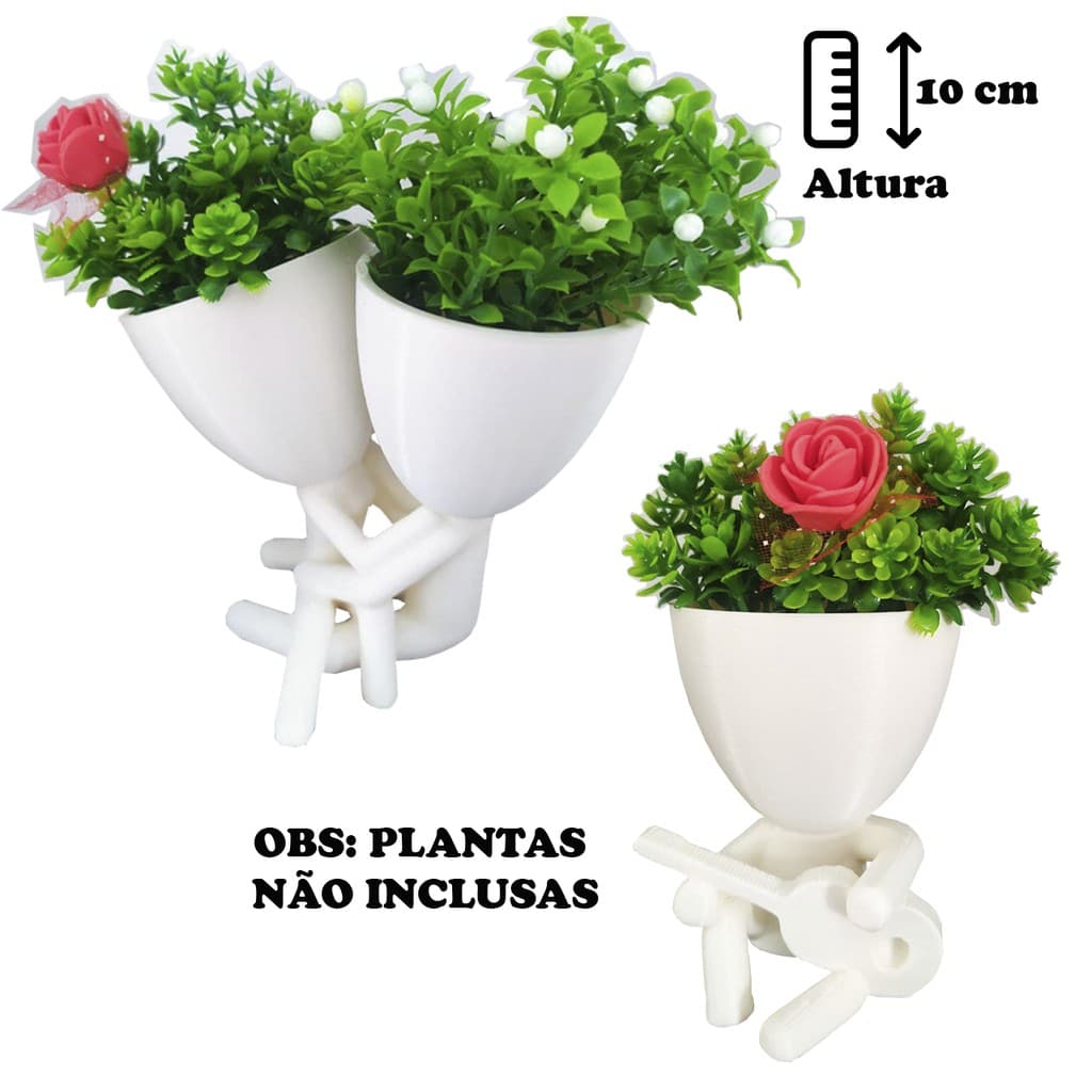 Kit Vasos Decorativos Bob Plant para 3 Suculentas - Modelos: Casal + Tocando Violão
