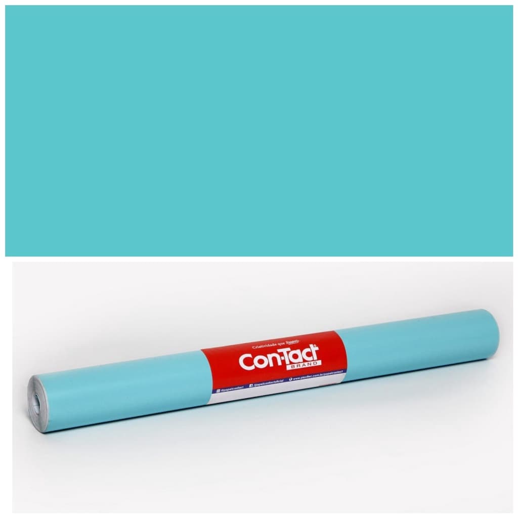 Papel Adesivo Contact Azul Tiffany Fosco Opaco Lavável 45 Cm X 2 Mts