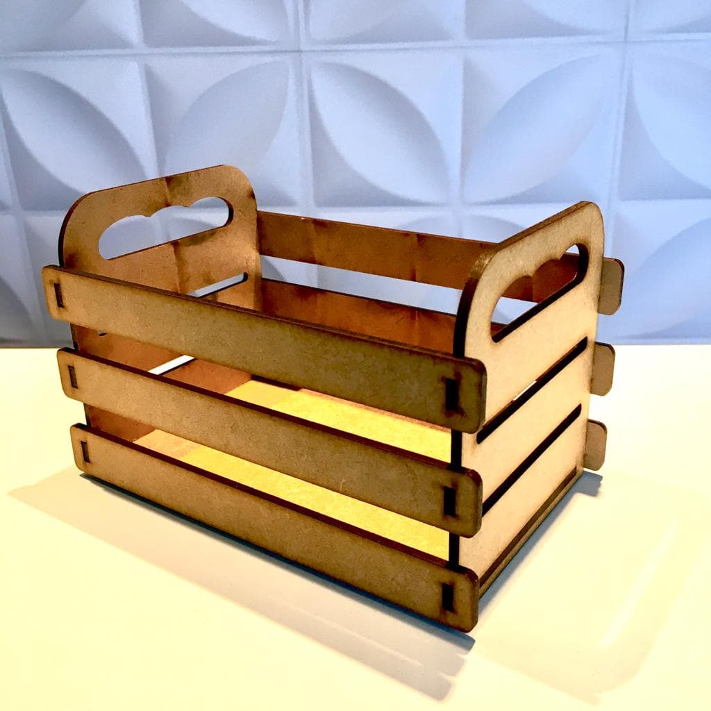 kIT 5 Cestinha Caixote Engradado Cachepô Mdf Cru Lembrancinha - 15x10x10