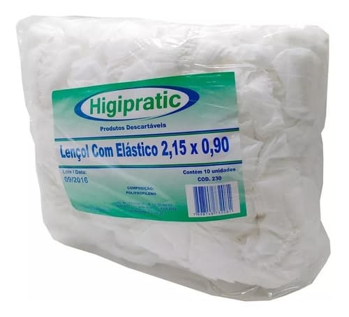 Lençol Com Elástico Gr16 Pacote C/ 10 Unidades Higipratic