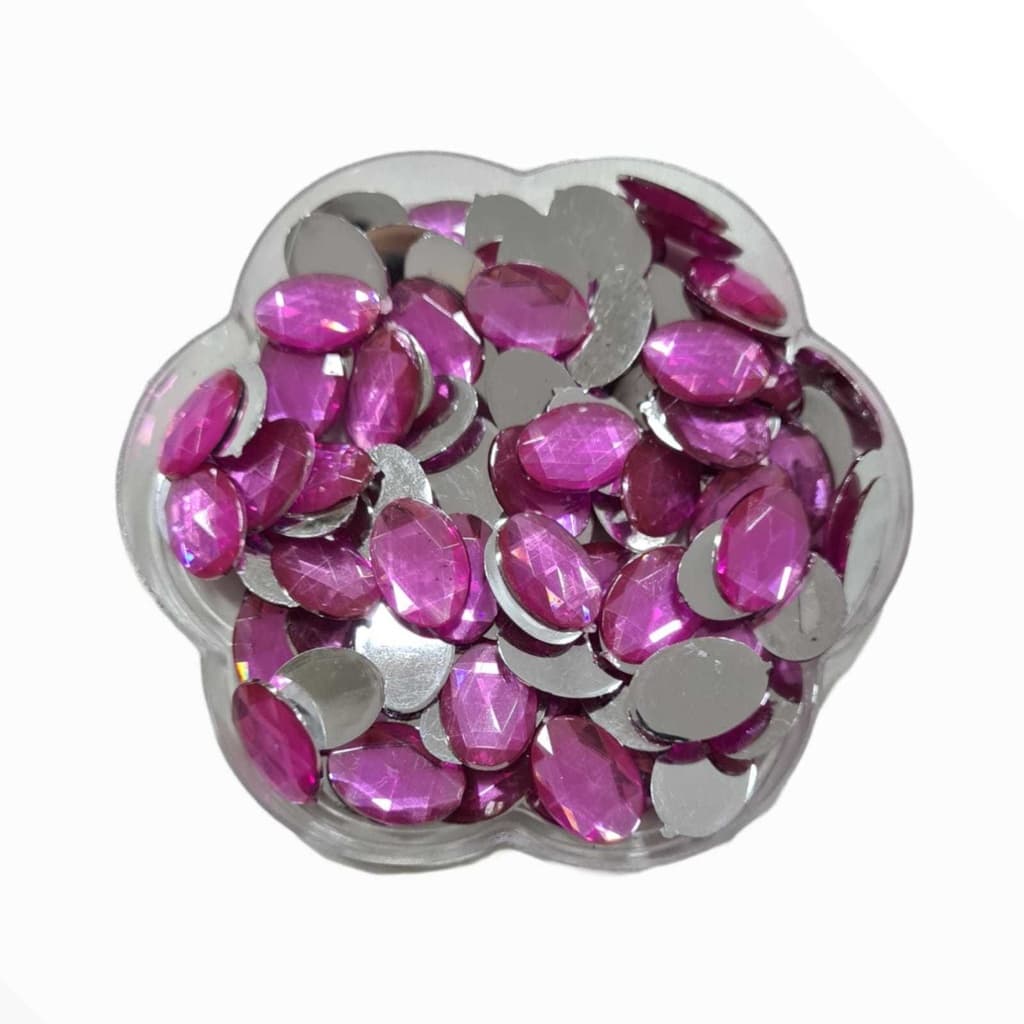 Chatons Acrilico - Oval Sextavado NV - Rosa Pink - 14x12mm - 100und