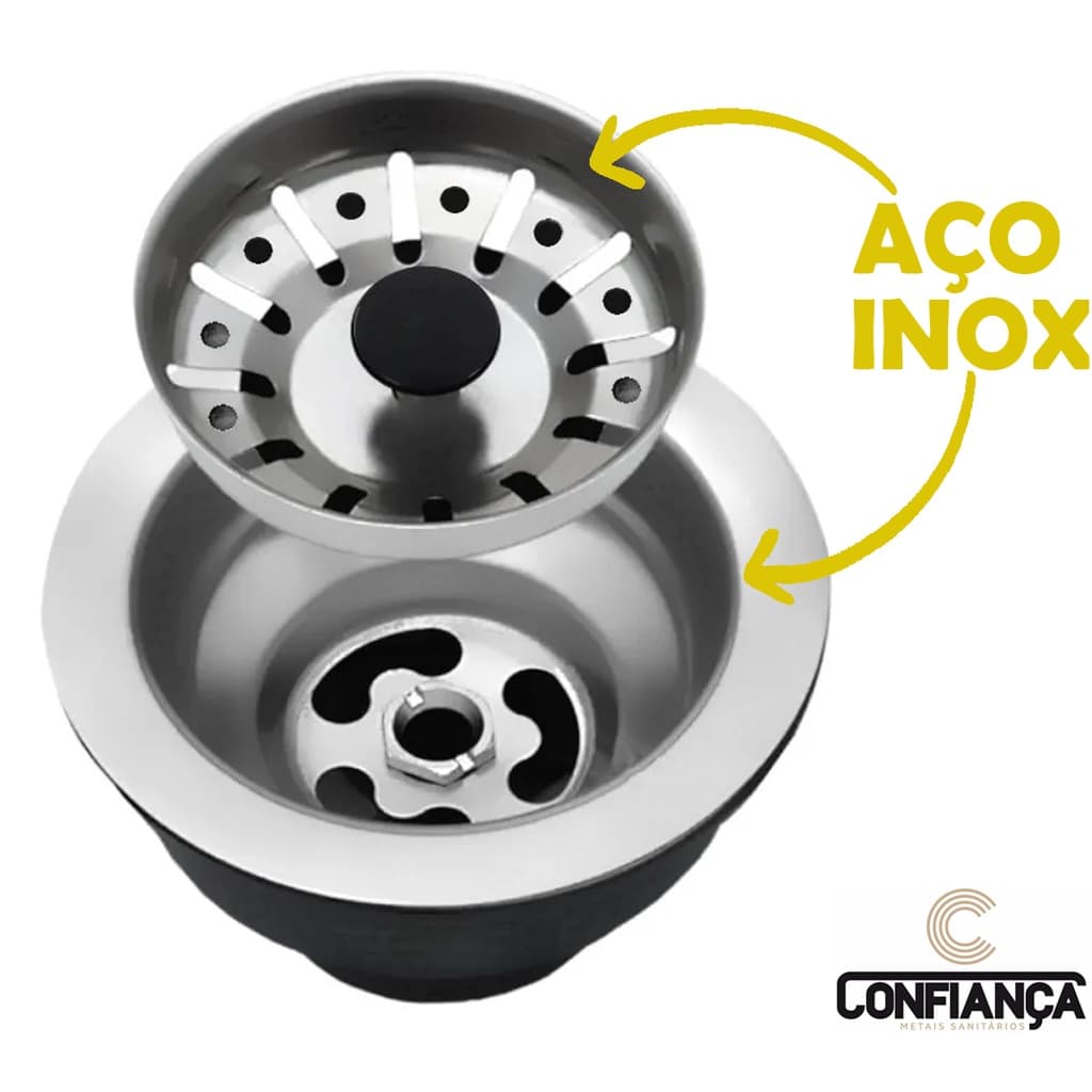 Válvula Americana Para Ralo De Pia Cuba com Cesto Aço Inox 3.1/2 Cd. 4570