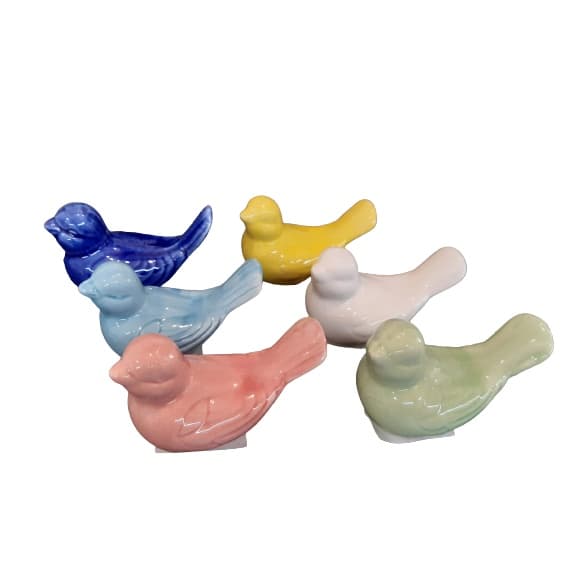 Passarinho Enfeite 6 Peças Porcelana Pequeno Lindo Decoraçao