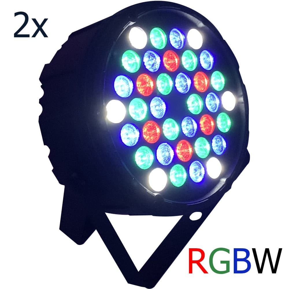 2x Canhão Refletor Led 36 Leds Rgb Bivolt Dmx Digital Slim