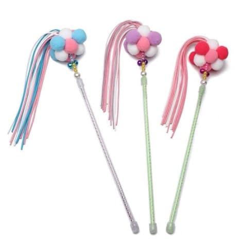 Varinha para gato brinquedo para pet  De Corda Com Sino  De Plástico Colorido Bolas Varinha de Pena para gatinhos 40cm