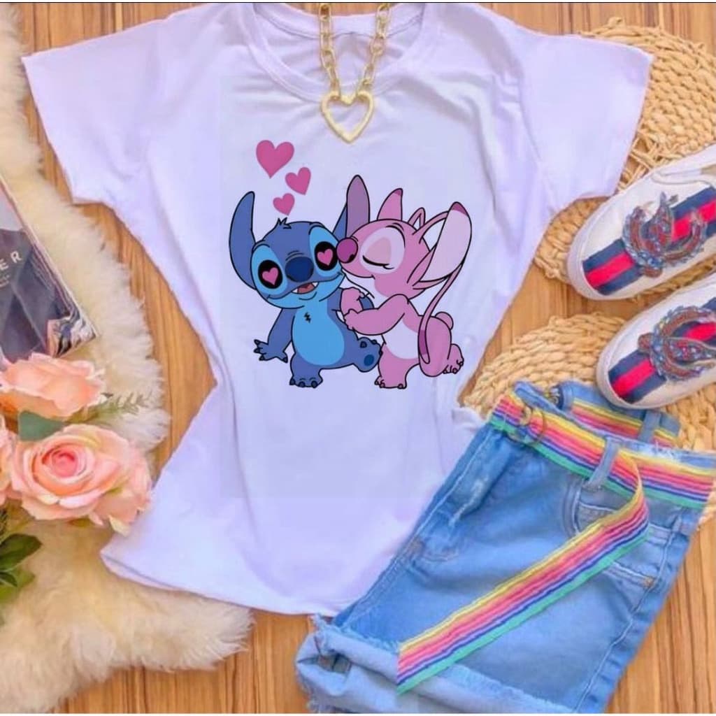 Camiseta T-shirt Blusa LILO STICH NAMORANDO