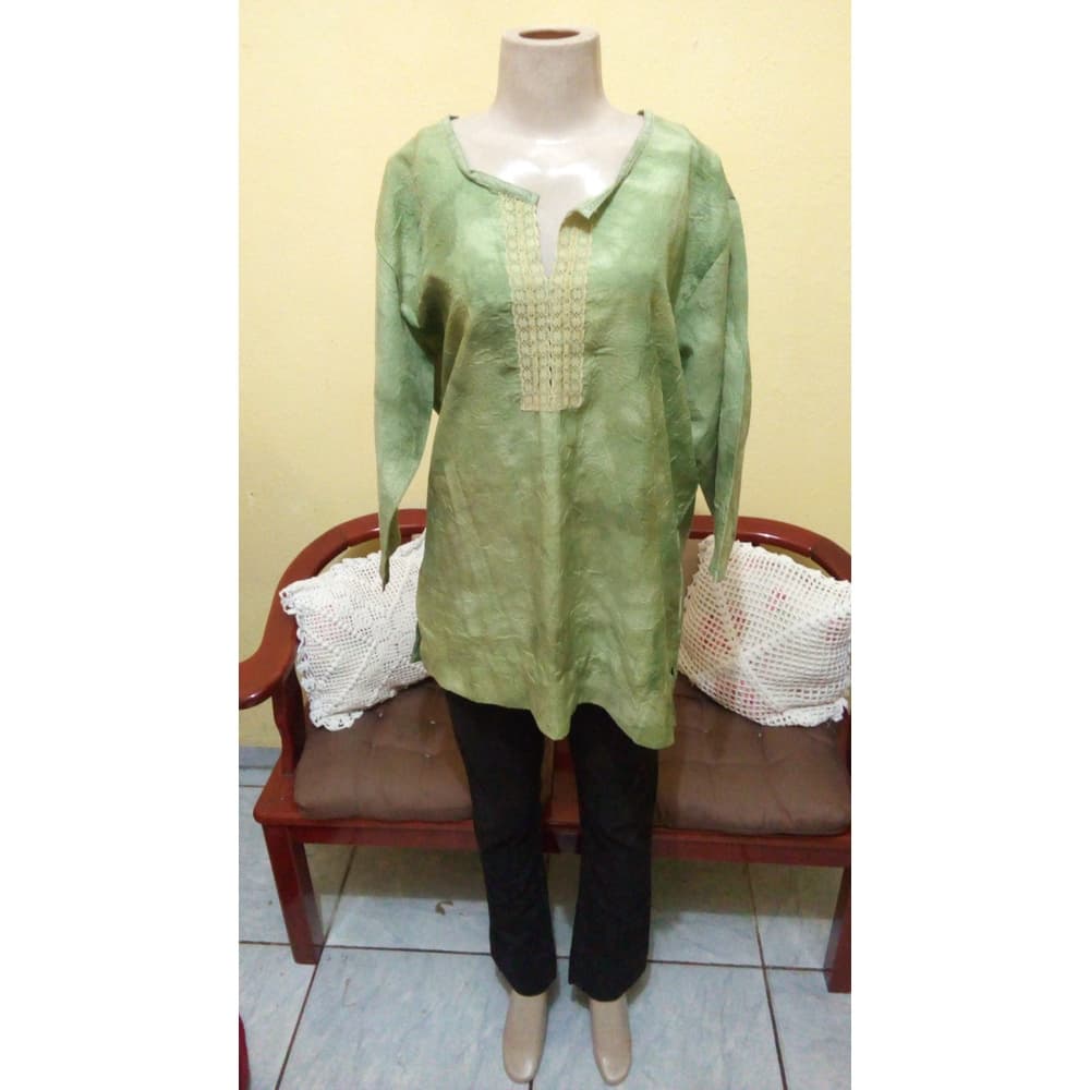 Blusa Feminina  Via blu - G /modelo maior  verde poliéster com viscose /manga  longa frete gratis  verão natal Confortável fim de ano réveillon 2023