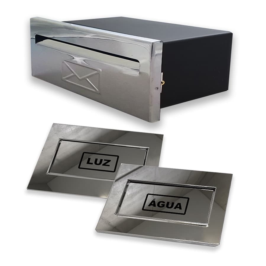 Kit Inox Polido Leitor de Água e luz Caixa de Correios Cartas