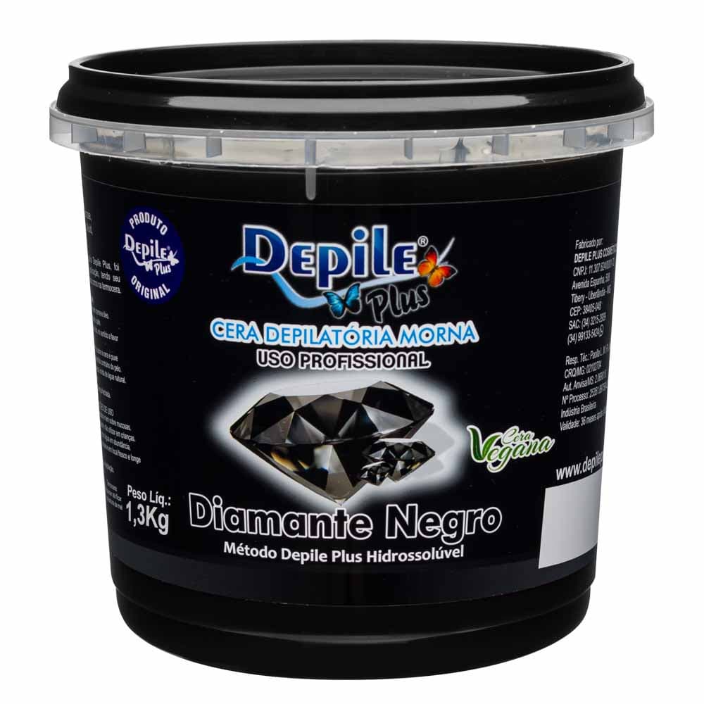 Depilação Cera Depilatória Diamante Negro Método Depile Plus Hidrossolúvel Pote Profissional 1,3 kg